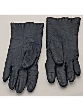 Vintage ARIS Women’s Black Leather Gloves Size 7 100% Cashmere Lined